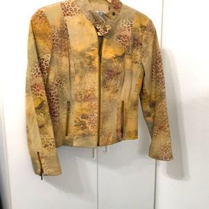 Suede printed leather jacket
